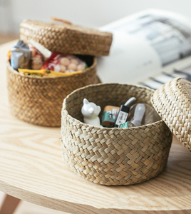 12.5*8CM woven basket 100% handmade bamboo wicker rattan Seagrass Basket storage box for indoor