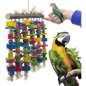 Premium multicolore blocchi di legno naturale grande uccello pappagallo masticazione e strappo giocattoli per Ara uccelli giocattoli - Product Image 5