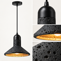 Lampe suspendue en pierre de travertin noir E27 réglable pour îlot de cuisine, salle à manger, décoration intérieure