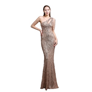 Vestido de festa feminino sonho fadas mulheres longo festa vestido de noite sexy um ombro dourado lantejoulas vestidos de festa formais - Product Image 1