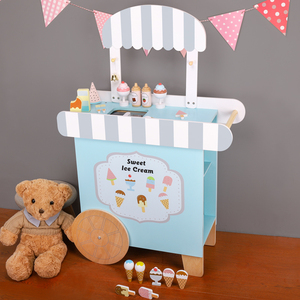 Camion de vente ambulante <span class=keywords><strong>en</strong></span> <span class=keywords><strong>bois</strong></span> multicolore pour enfants, jeu de rôle, chariot de crème glacée, ensembles de cuisine, <span class=keywords><strong>jouet</strong></span> pour 2-7 ans - Product Image 2