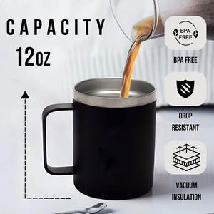 Vaso Térmico de Acero Inoxidable 304 de Doble Pared de Alta Calidad con Logotipo Personalizado, Taza de Café al Vacío con Asa para Camping - Product Image 3
