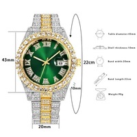 Montre mécanique automatique entièrement sertie de moissanite avec fenêtre de date, verre saphir, bracelet Jubilé en acier inoxydable pour homme