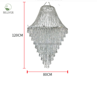 Lustre en cristal moderne de plafond perlé acrylique suspendu au plafond de grand long plafond personnalisé fournitures de décoration de mariage plafonniers