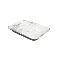 Barquette rectangulaire jetable en aluminium de qualité alimentaire, demi-taille, profonde, compatible four, avec couvercle en PET pour emballage alimentaire