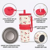 Vaso Térmico Personalizado de Acero Inoxidable 304 de 24oz con Aislamiento al Vacío, Boca Ancha, Diseño de Dibujos Animados, Lindo, Portátil, con Tapa y Popote para Viajes