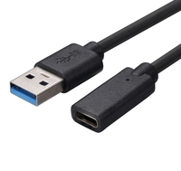 Grosir kabel pengisi daya Cepat USB 3.0 a Male ke USB Tipe c Female, kabel pengisian daya Cepat OTG hitam untuk komputer