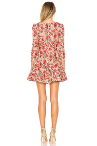 OEM 2023 Robe d'été pour femmes, élégante, romantique, sexy, col en V, manches longues, volants, dentelle crochet, superposition, mini robes tendance - Product Image 2