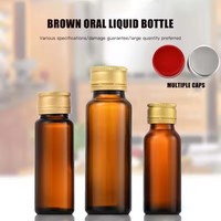Bouteilles en verre ambré cylindriques recyclables économiques de 20 ml, 30 ml, 50 ml avec couvercle en aluminium doré