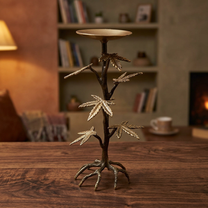 Support pour bougies chauffe-plat en forme de feuilles avec motif arbre, décoration d'intérieur durable - Product Image 3