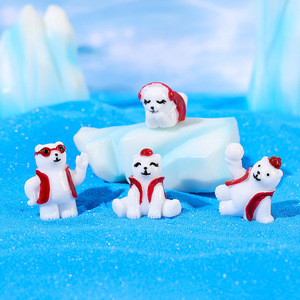 Figura de Oso Polar Navideño, Artesanía de Resina, Decoración Navideña, Adorno de Escritorio, Uso en Interiores, Acabado Brillante - Product Image 1