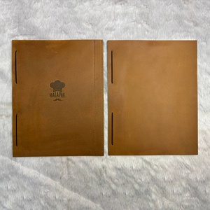 Tablero de Menú de Madera de Tilo con Cubierta de Cuero, Logotipo Grabado Personalizado para Restaurantes y Cafés, con Banda Elástica para Fijar el Portamenús - Product Image 5