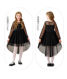Vente en gros usine Nouveauté 2026 Robe de princesse pour filles à manches longues en dentelle et maille personnalisée, Tenue de spectacle de Noël formelle pour enfants - Product Image 2