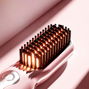 Lisseur de cheveux rechargeable, double usage, mini, portable, 2600 mAh, plaque céramique à ions négatifs, peigne de soin des cheveux - Product Image 1