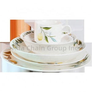 Juego de Platos de Porcelana con Diseño de Hojas Verdes de Limón, Ecológicos, Aptos para Contacto con Alimentos, Precio al por Mayor, 6-10 Piezas - Product Image 4