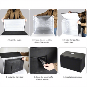 升级版 PULUZ 摄影工作室摄影箱 60cmX 40cm 长方体摄影LED帐篷，带4色背景布，摄影箱尼龙布 - Product Image 4