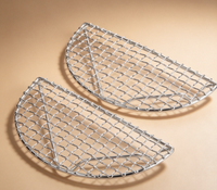 Grille demi-lune en acier inoxydable, plateau de cuisson au charbon de bois, accessoire de barbecue jetable pour le camping en plein air