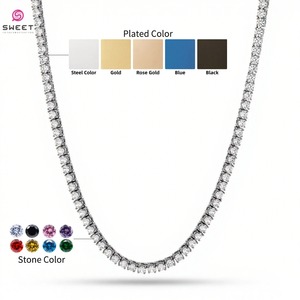 سلسلة عنق تنس من الفولاذ المقاوم للصدأ 316L بعرض 5 مم مع زركون، سلسلة عظم الترقوة، قلادة على الطراز الأمريكي الكوبي للرجال والنساء - Product Image 3