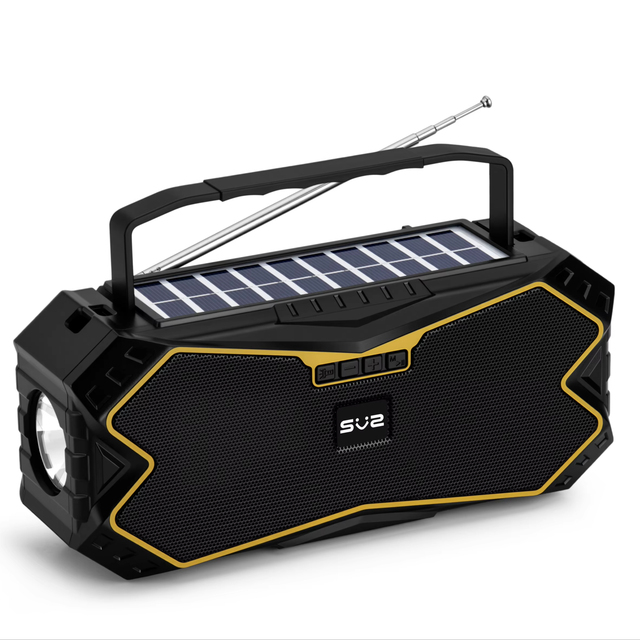 Solar Power Charging BT Speakers Wireless Stereo Subwoofer Portable Outdoor Music Box With Flashlight FM Radio