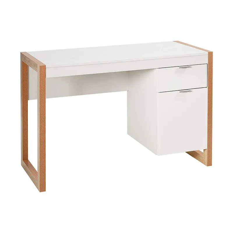 Tavolo da studio e scrivania per bambini ergonomici bianchi semplici in legno industriale con cassetti in vendita
