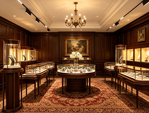 Vetrine di Lusso Personalizzate per Gioielleria, Espositori in Vetro Oro Rosa per Negozi di Gioielli - Product Image 5