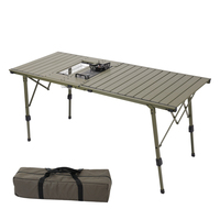 Table de camping pliable moderne pour barbecue et pique-nique, légère, réglable en hauteur, avec structure en aluminium, pour l'extérieur et le jardin
