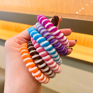 Téléphone bicolore <span class=keywords><strong>spirale</strong></span> résine <span class=keywords><strong>cheveux</strong></span> cravates doux élastique <span class=keywords><strong>cheveux</strong></span> accessoires pas de Trace Bracelet utilisation en gros pour la décoration des <span class=keywords><strong>cheveux</strong></span> - Product Image 3