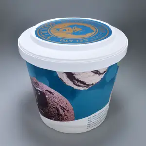 Custom Logo Printed Round IML Packaging Pp Plastic Food Container Ice Cream Bucket