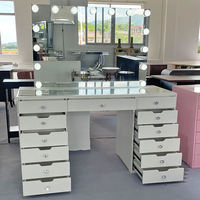 Table de toilette moderne italienne en gros, coiffeuses en verre trempé, mobilier de chambre de luxe léger, prix usine compétitif