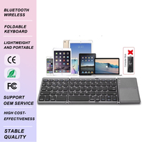 Ultra Tipis Lipat untuk Keyboard BT Portabel Nirkabel Touchpad Antarmuka USB Penyangga Fitur Isi Ulang
