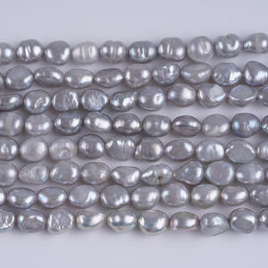 ขายส่งลูกปัดน้ำจืดธรรมชาติ ขนาด 5-6 มม. รูตรง ขัดเงาสองด้าน สีเทา สำหรับทำสร้อยข้อมือ สร้อยคอ  มีตัวเลือกสีขาวและสีชมพู - Product Image 1