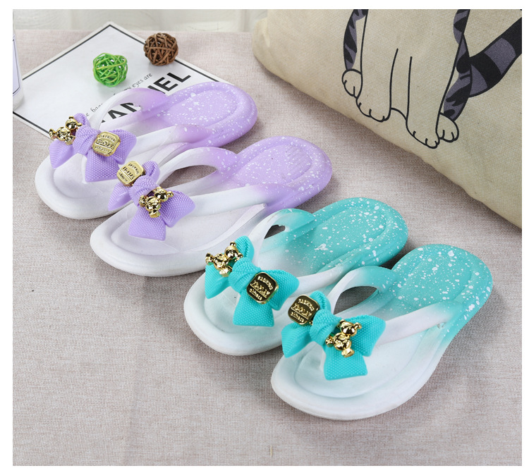 Wholesale Shoes Flip-flops Slippers Non-slip Bow Beach Parent-child Cute Student Flip Flops