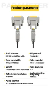Expansor de fibra DVI a DVI Extraíble HDMI 4K 2,0 fibra activa Cable HDMI multimedia chapado en oro