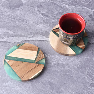 Sous-verres réutilisables modernes à motif bois aléatoire, sous-verres ronds en résine époxy pour tables - Product Image 2