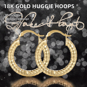 Pendientes de Aro Minimalistas con Textura, Chapados en Oro de 18K, Resistentes al Agua, de Acero Inoxidable, Geométricos, Sólidos, Modernos y a la Moda - Product Image 3