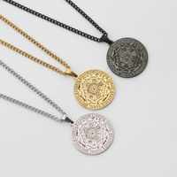 Collier à Pendentif Rond en Acier Inoxydable pour Homme avec 7 Archanges Charme Sigil Sceau Religieux Religieux Rune Collier à Chaînes de Mode