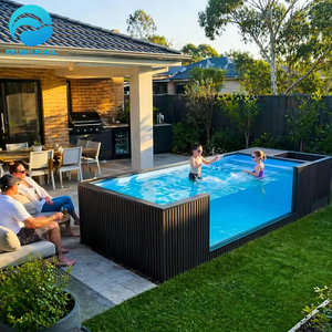Piscine hors sol de luxe en fibre de verre de 40 pieds, grande piscine de jardin en <span class=keywords><strong>bois</strong></span> préfabriquée pour extérieur, piscine conteneur pour cour arrière - Product Image 5
