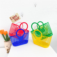 Paniers d'oeufs de Pâques pliables avec poignée Panier de gelée Goodies de Pâques Goody Retro Jelly Bag Shopping Sacs en plastique Jelly Purse
