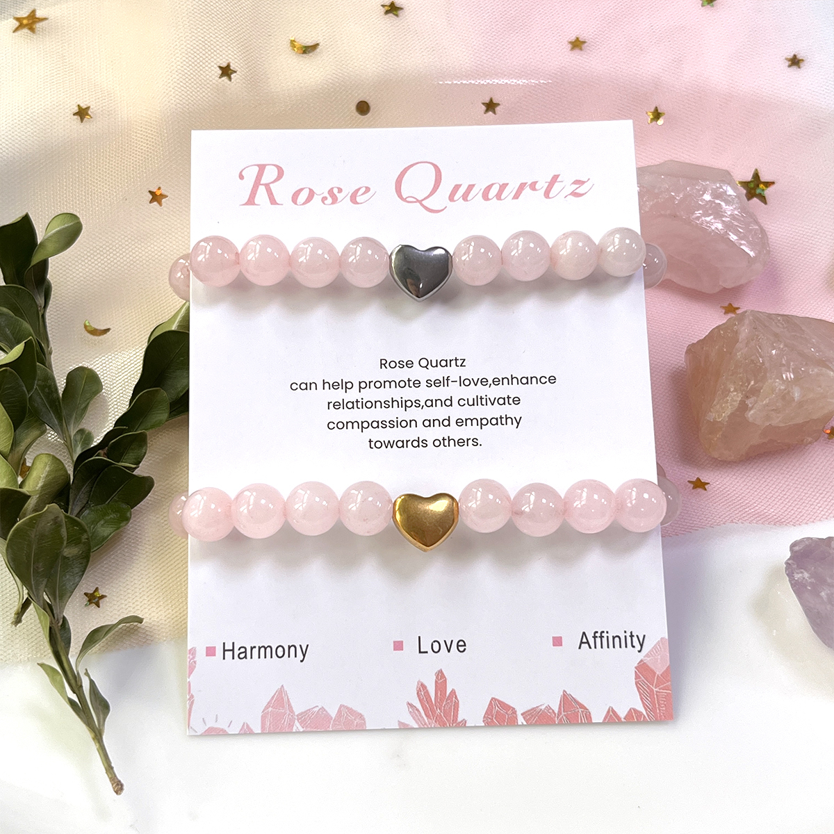Ensemble de 2 quartz rose naturel