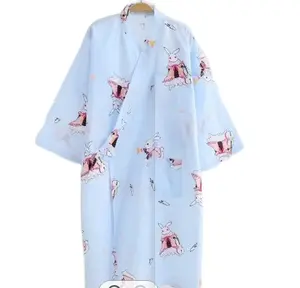 Piyama kimono wanita, piyama wanita panjang gaya Jepang, baju tidur wanita SPA yukata, baju tidur kasa katun 100%, baru musim panas
