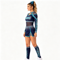 Uniforme de cheerleading personnalisé à manches longues avec strass et chaussettes, tenue de compétition pour équipe All Star, OEM