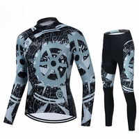 Set Bersepeda Unisex Desain Baru Kustom Celana Sepeda Lengan Panjang Jersey Bersepeda Anti-UV Bernapas Cetak Sublimasi