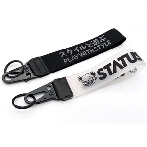YYX fábrica correa negra <span class=keywords><strong>coche</strong></span> llavero gancho personalizado bordado logotipo cordón <span class=keywords><strong>tela</strong></span> llaveros - Product Image 1