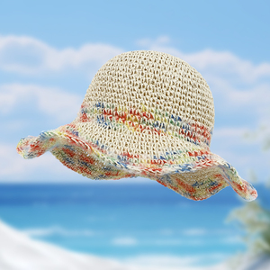 Chapeau de paille d'été pour femme à large bord, chapeau bob crocheté à la main pour la plage, protection solaire, extérieur, chapeau de pêcheur pour le voyage - Product Image 4