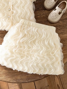 Ensemble de vêtements pour fillettes en gros, haut en tulle sans manches à volants + jupe en tulle unie, ensemble de 2 pièces - Product Image 5