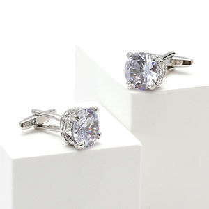 Gemelos de Lujo de Alta Calidad en Oferta, Gemelos Cuadrados de Plata con Circonita Grande y Diamantes, Gemelos Elegantes de Cobre para Hombre - Product Image 6