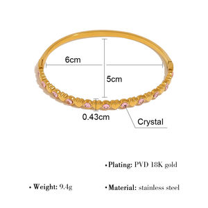 Pulsera YF8187 con Diseño <span class=keywords><strong>de</strong></span> Estrella <span class=keywords><strong>de</strong></span> <span class=keywords><strong>Cinco</strong></span> Puntas con Borde Estrecho <span class=keywords><strong>de</strong></span> Circonita, Diseño Abierto, Decoración Hecha a Mano, Chapado en Oro <span class=keywords><strong>de</strong></span> 18K, Acero Inoxidable Impermeable - Product Image 6