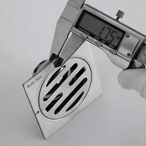 HF Wholesales Accessoire de salle de bain en acier inoxydable 304, petit siphon de sol carré de 75 mm, <span class=keywords><strong>drainage</strong></span> rapide, drain de douche brossé - Product Image 5