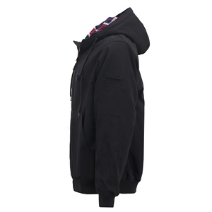 Veste de sécurité en toile ignifuge isolée FRC3004 noire avec capuche amovible, vêtements de protection ignifuges pour les travailleurs industriels - Product Image 3