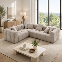 Canapé d'angle modulable en tissu style capitonné moderne, sans structure, compressé sous vide, pour salon